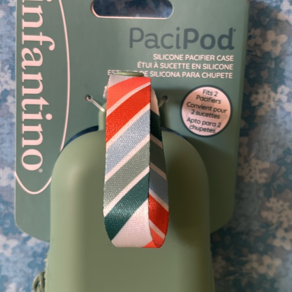 Infantino PaciPod Silicone Pacifier Case - Green and Multicolor Strap